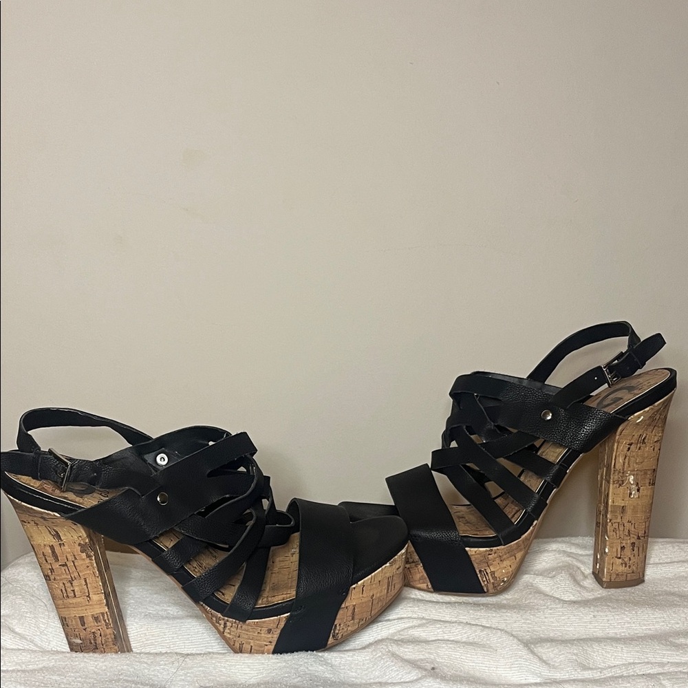 Guess Black Cork Platform Sandals